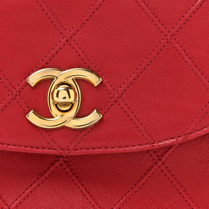 Chanel Lambskin Diamond Stitched Waist Chain Belt Flap Bag  85 34 Red 9 of 14