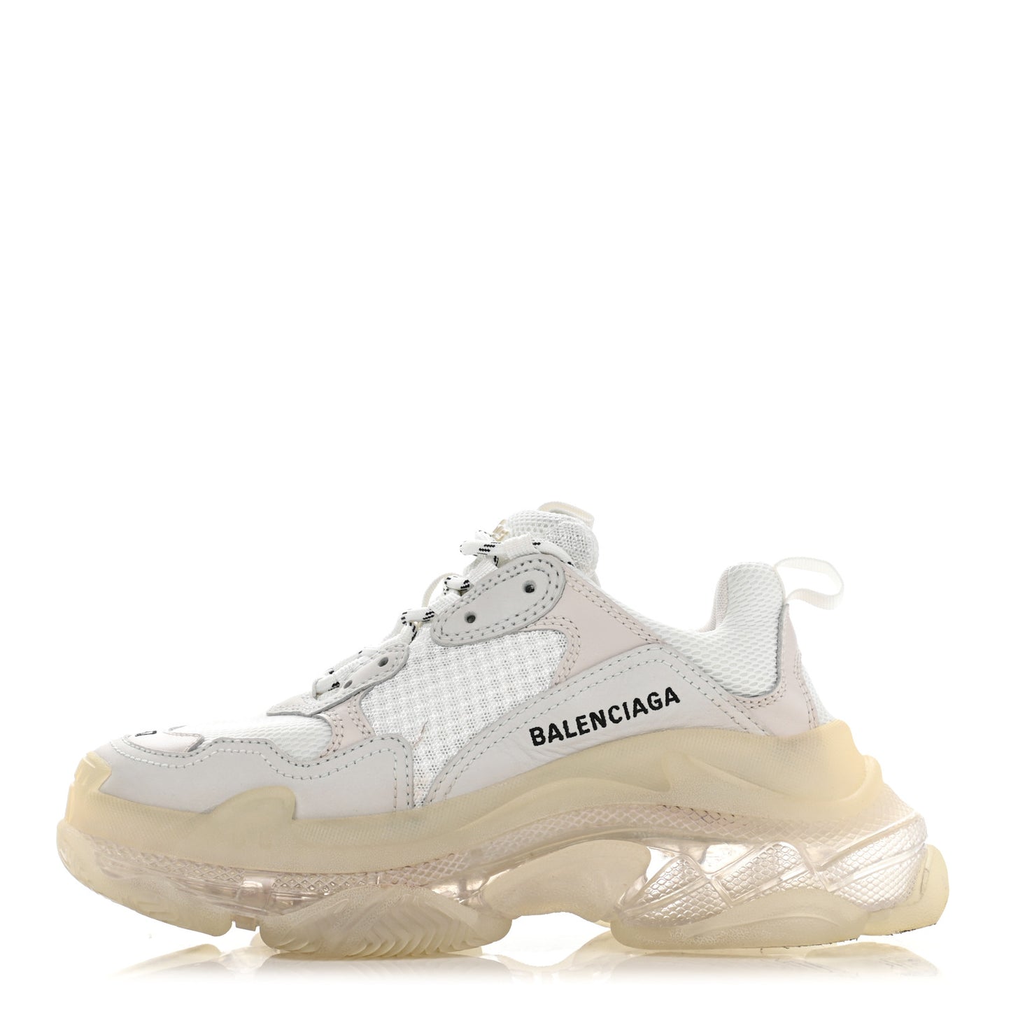 Fabric Mesh Clear Sole Womens Triple S Sneakers 37 White