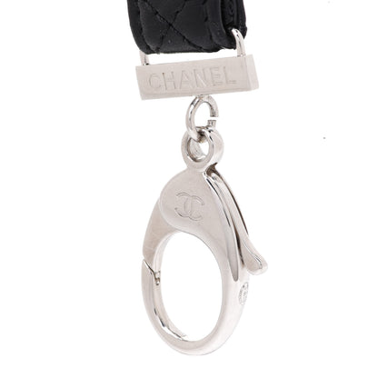 Chanel Lambskin Quilted Lanyard Key Holder Necklace Black 3 of 3