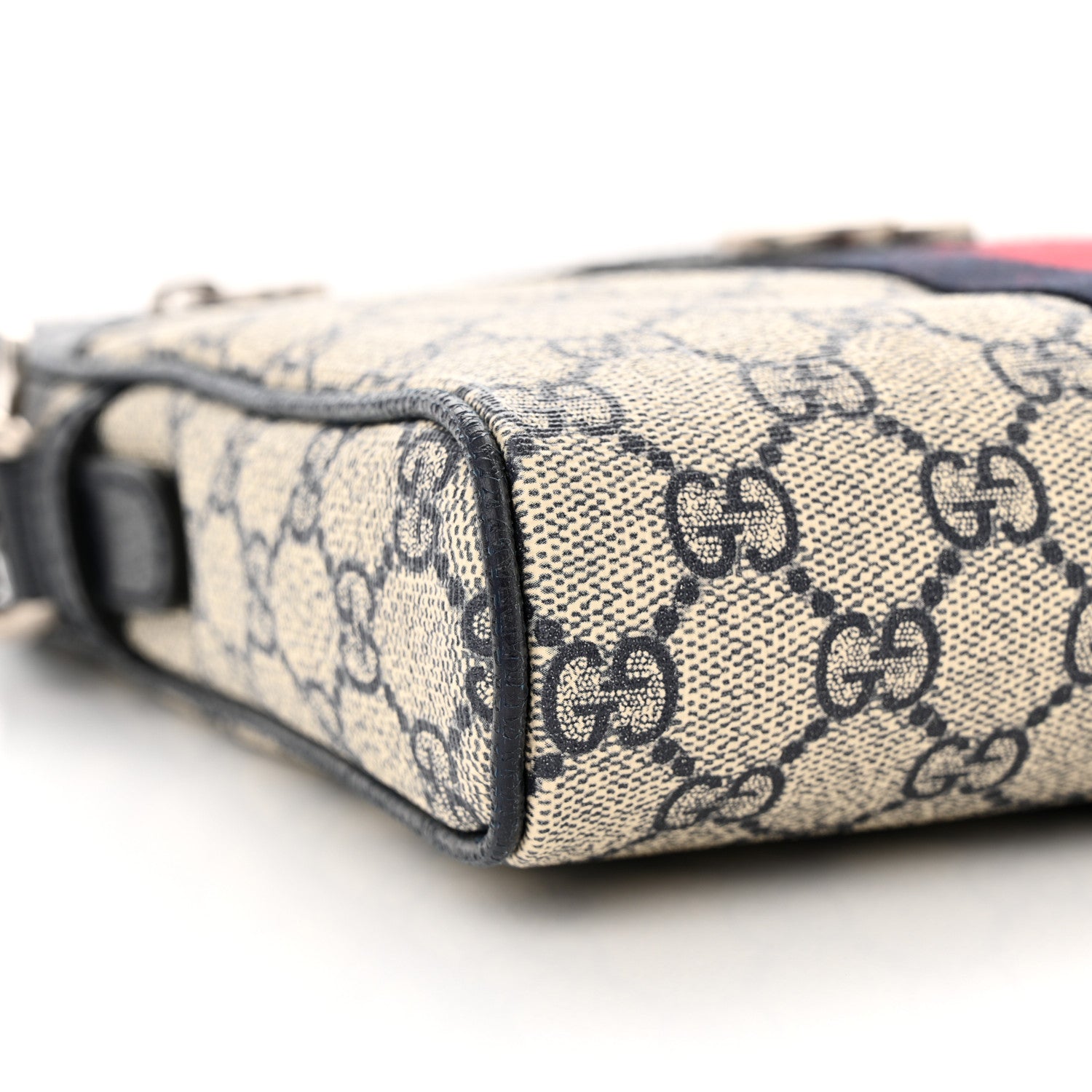 Gucci GG Supreme Monogram Textured Dollar Calfskin Web Small Ophidia Messenger Bag Beige Blue 9 of 10