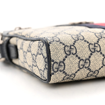 Gucci GG Supreme Monogram Textured Dollar Calfskin Web Small Ophidia Messenger Bag Beige Blue 9 of 10
