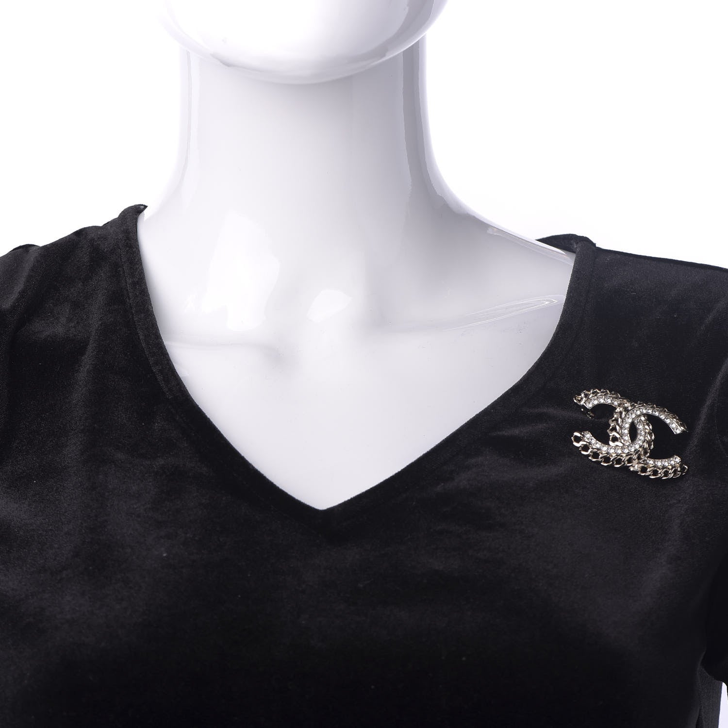 Chanel Crystal Chain CC Brooch Gold 2 of 4
