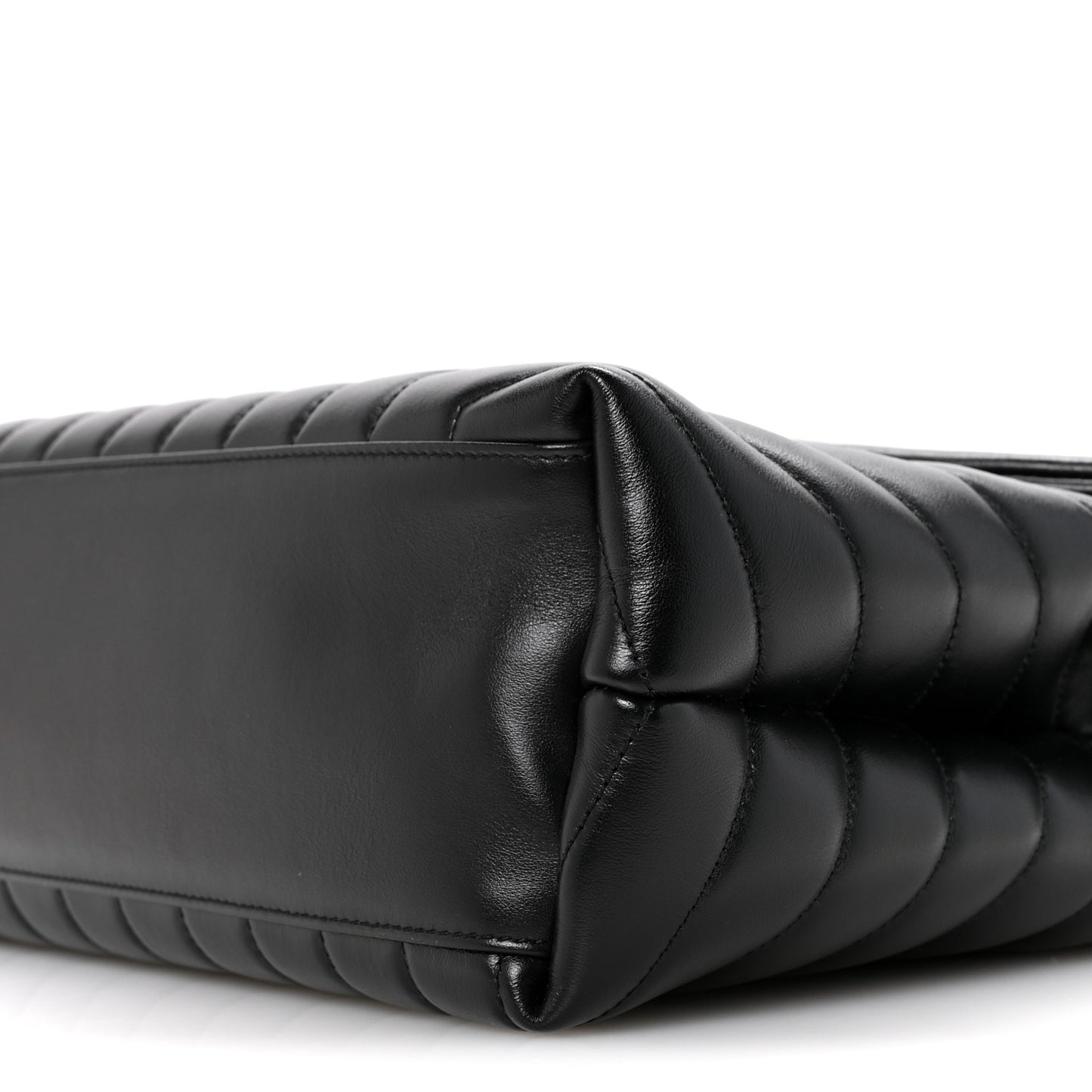 Calfskin Y Quilted Monogram Monochrome Medium Loulou Chain Satchel Black