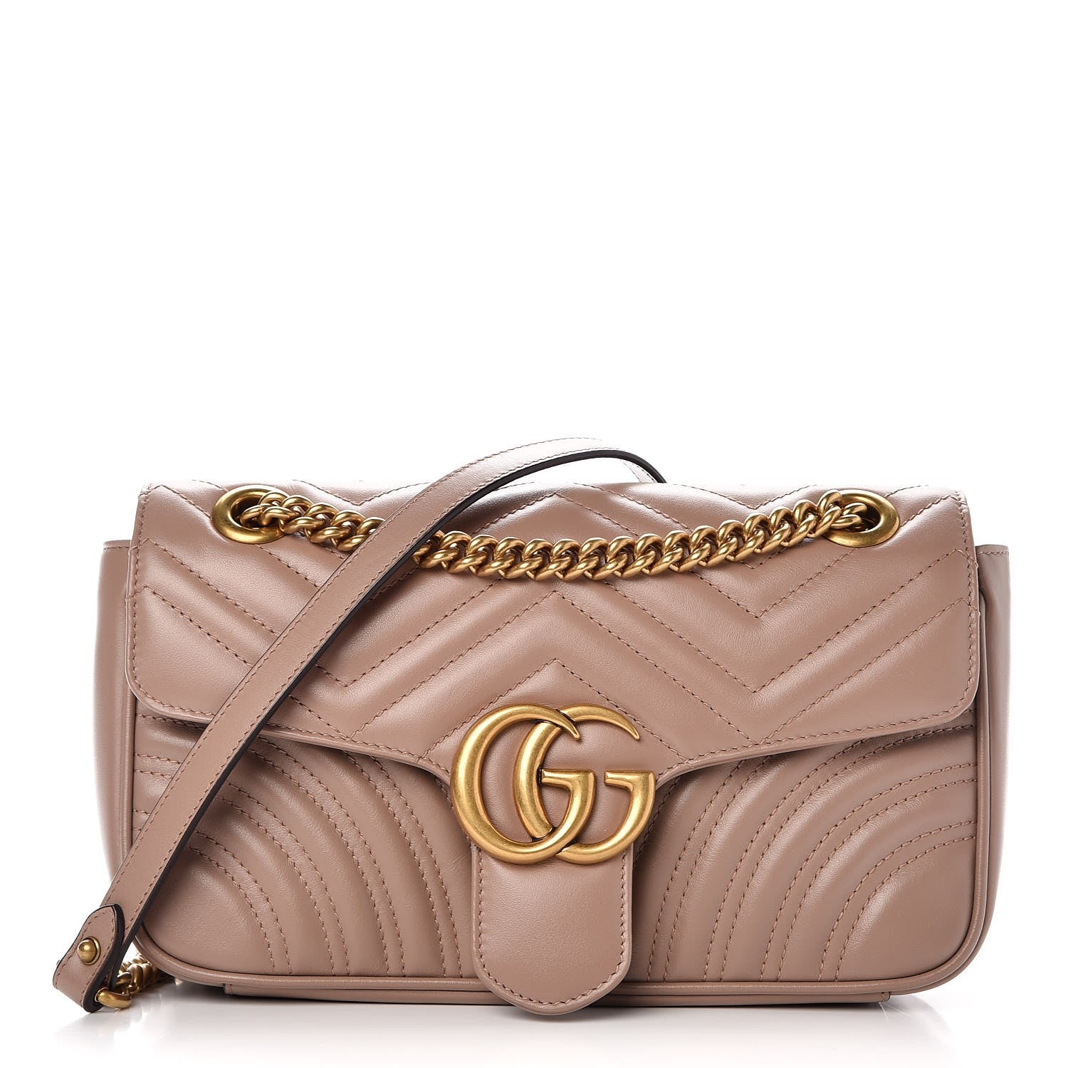 Gucci Calfskin Matelasse Small GG Marmont Shoulder Bag Porcelain Rose 1 of 7
