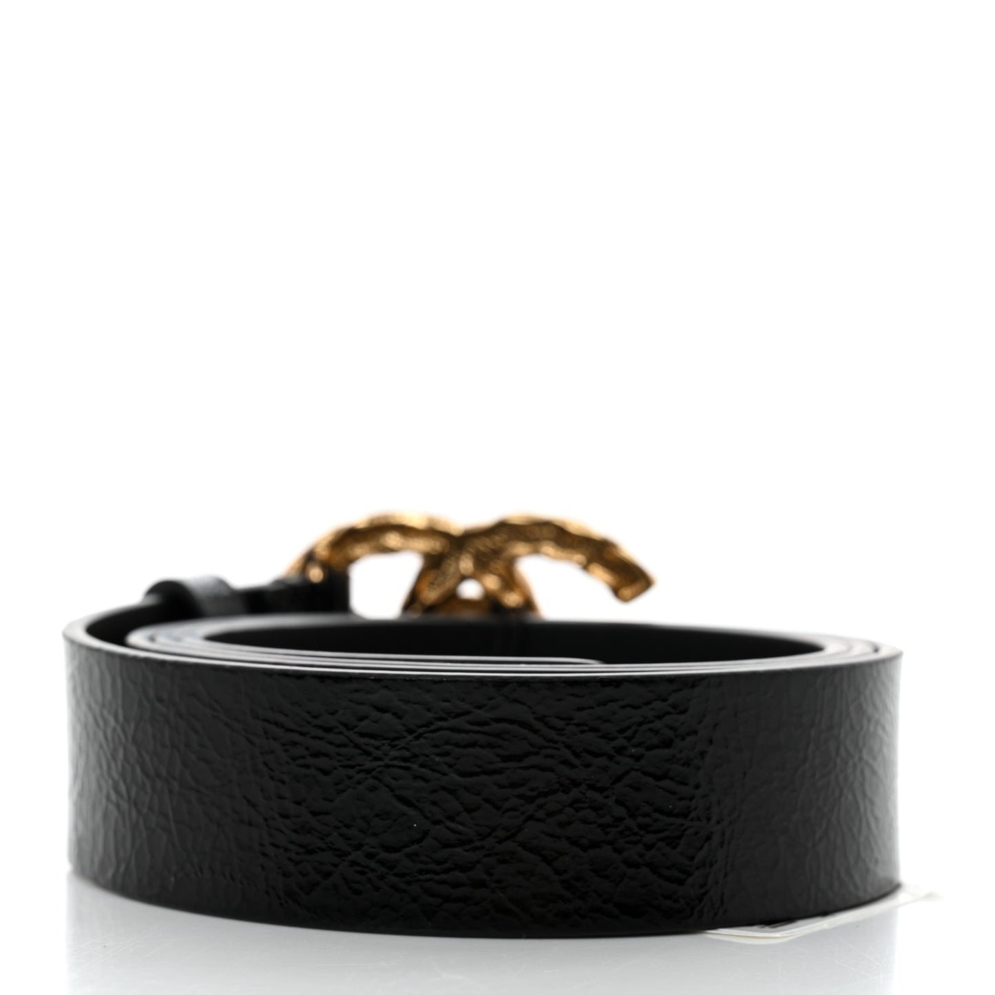 Glazed Calfskin Metal Twisted CC Belt 95 38 Black