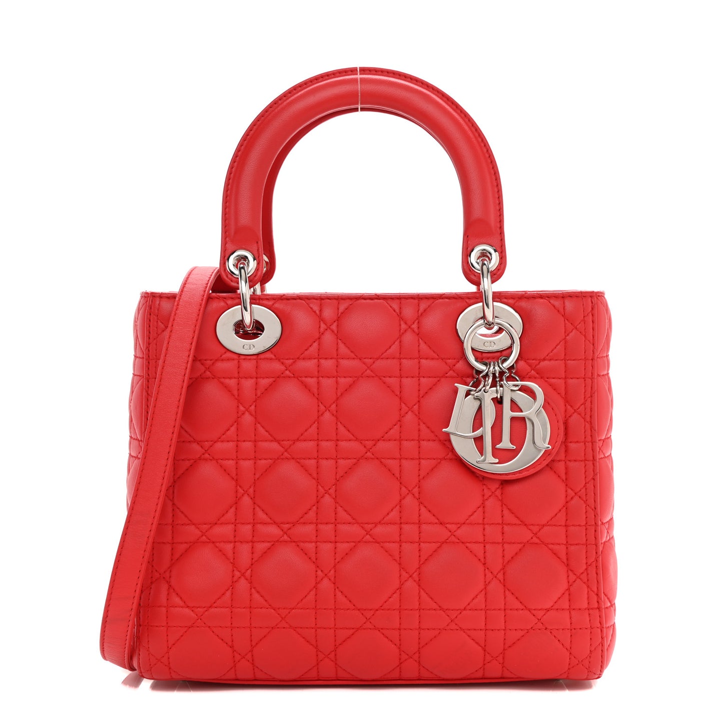 Lambskin Cannage Medium Lady Dior Red