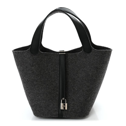Hermes Feutre Swift Picotin Lock 22 MM Gris Moyen Black 1 of 11