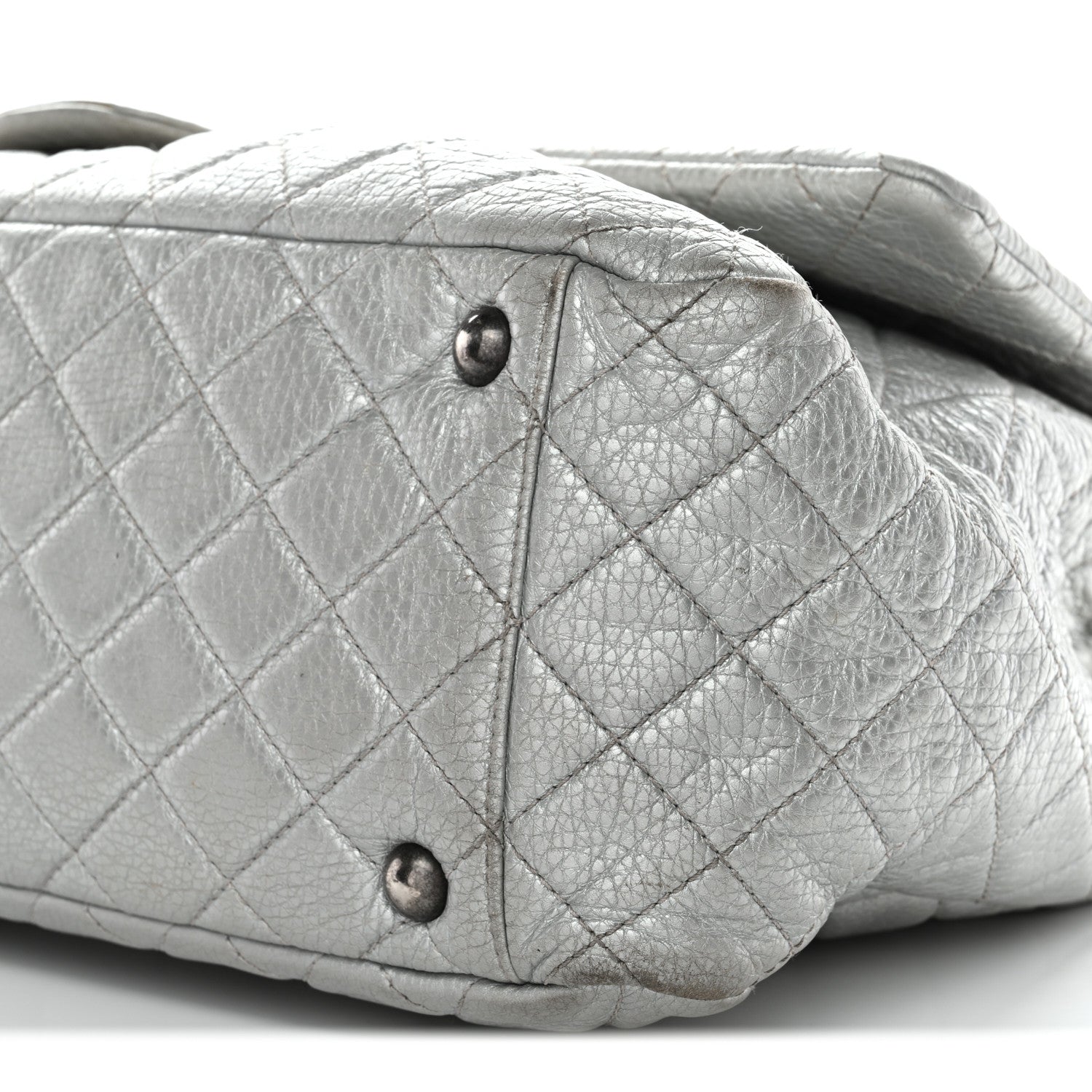 Chanel Metallic Calfskin Quilted XXL Travel Flap Bag Silver 12 of 18