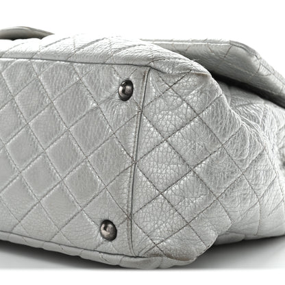 Chanel Metallic Calfskin Quilted XXL Travel Flap Bag Silver 12 of 18