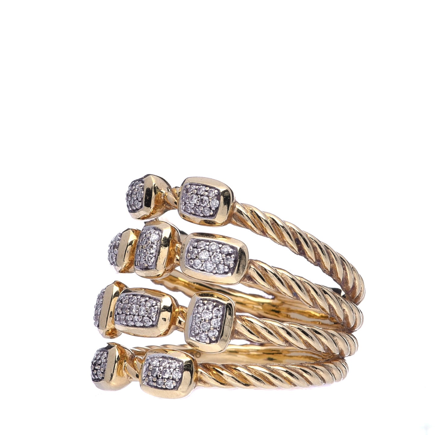 18K Yellow Gold Diamond Four Row Confetti Ring 54 7
