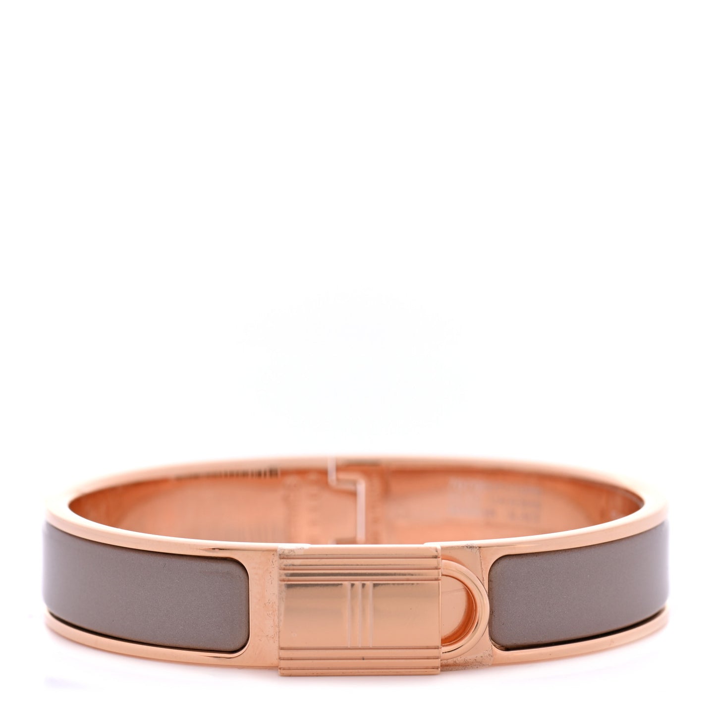 Enamel Narrow Clic Cadenas Bracelet PM Marron Glace