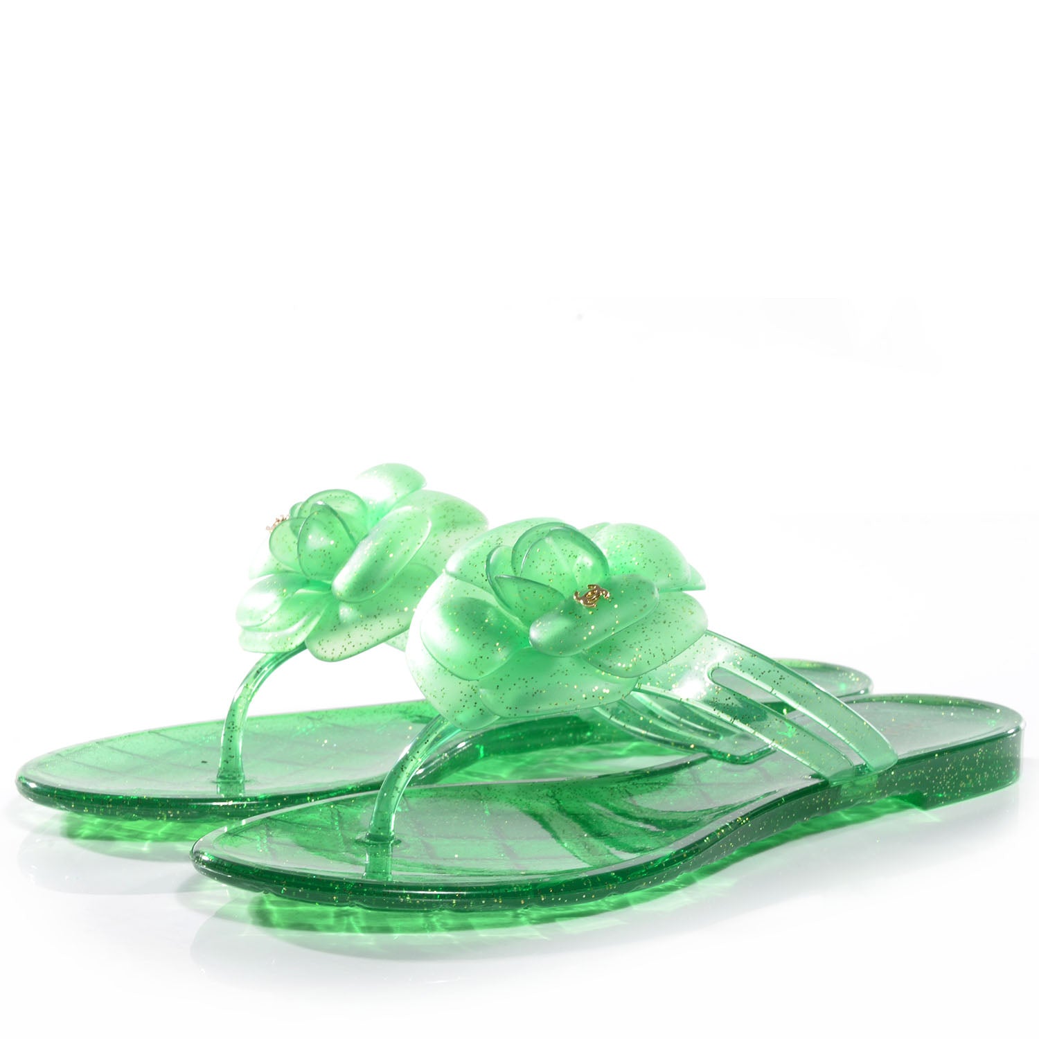 Chanel Jelly Aloha Sandals 36 Green 3 of 5