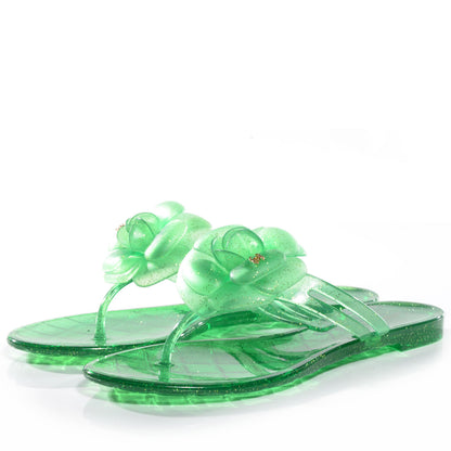 Chanel Jelly Aloha Sandals 36 Green 3 of 5