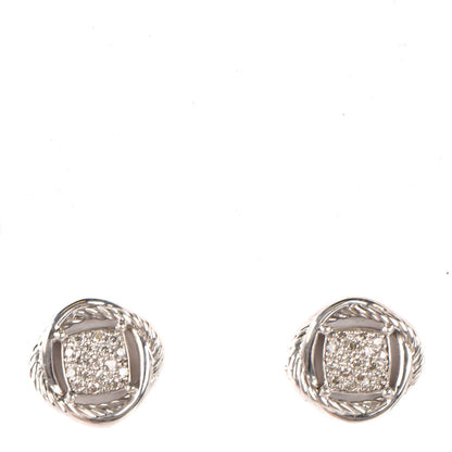 David Yurman Sterling Silver Diamond 13mm Infinity Earrings 1 of 6