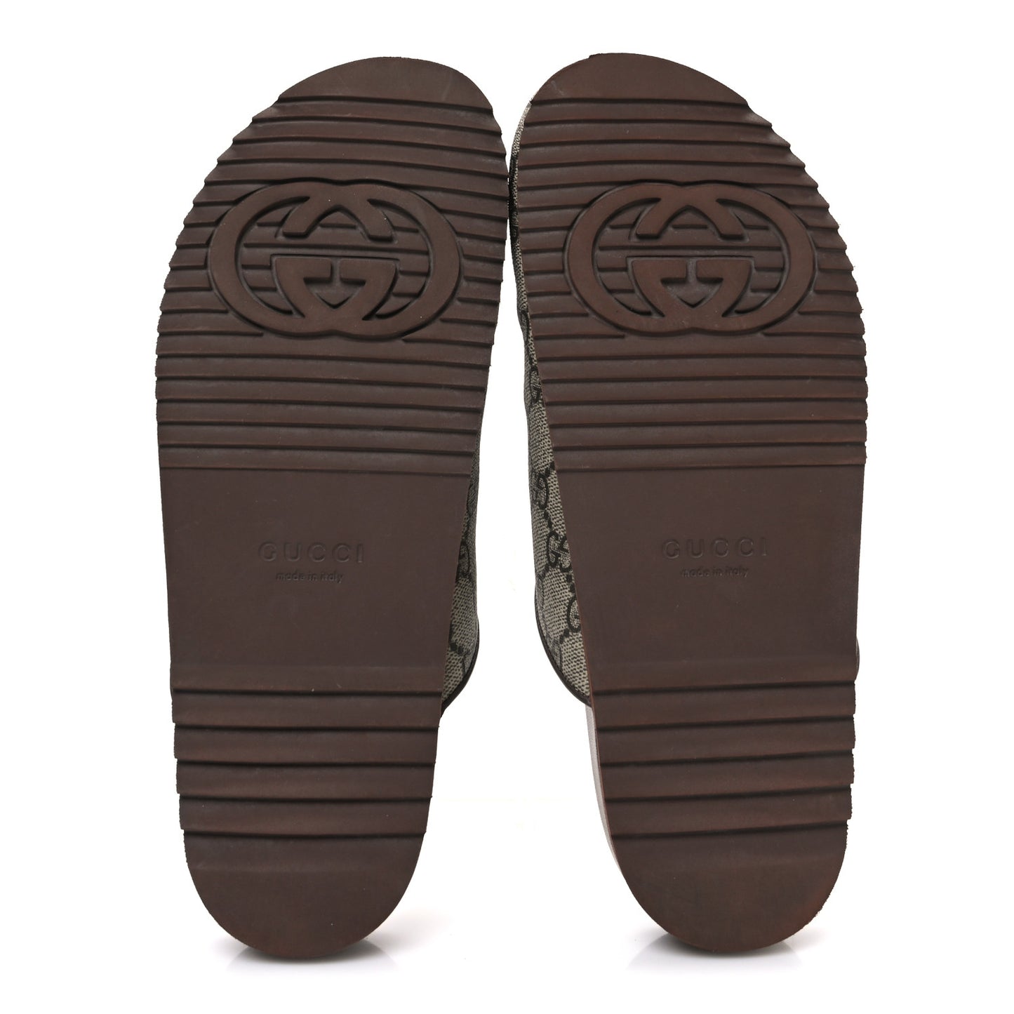 GG Supreme Monogram Miro Soft Calfskin Womens Horsebit Slippers 38.5 Beige Ebony New Acero