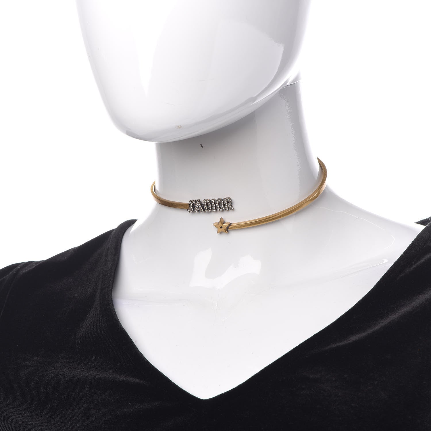 Christian Dior Metal J'Adior Logo Choker Necklace Antique Gold 2 of 6