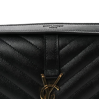 Saint Laurent Grain De Poudre Textured Mixed Matelasse Triquilt Medium Monogram Satchel Black 8 of 10