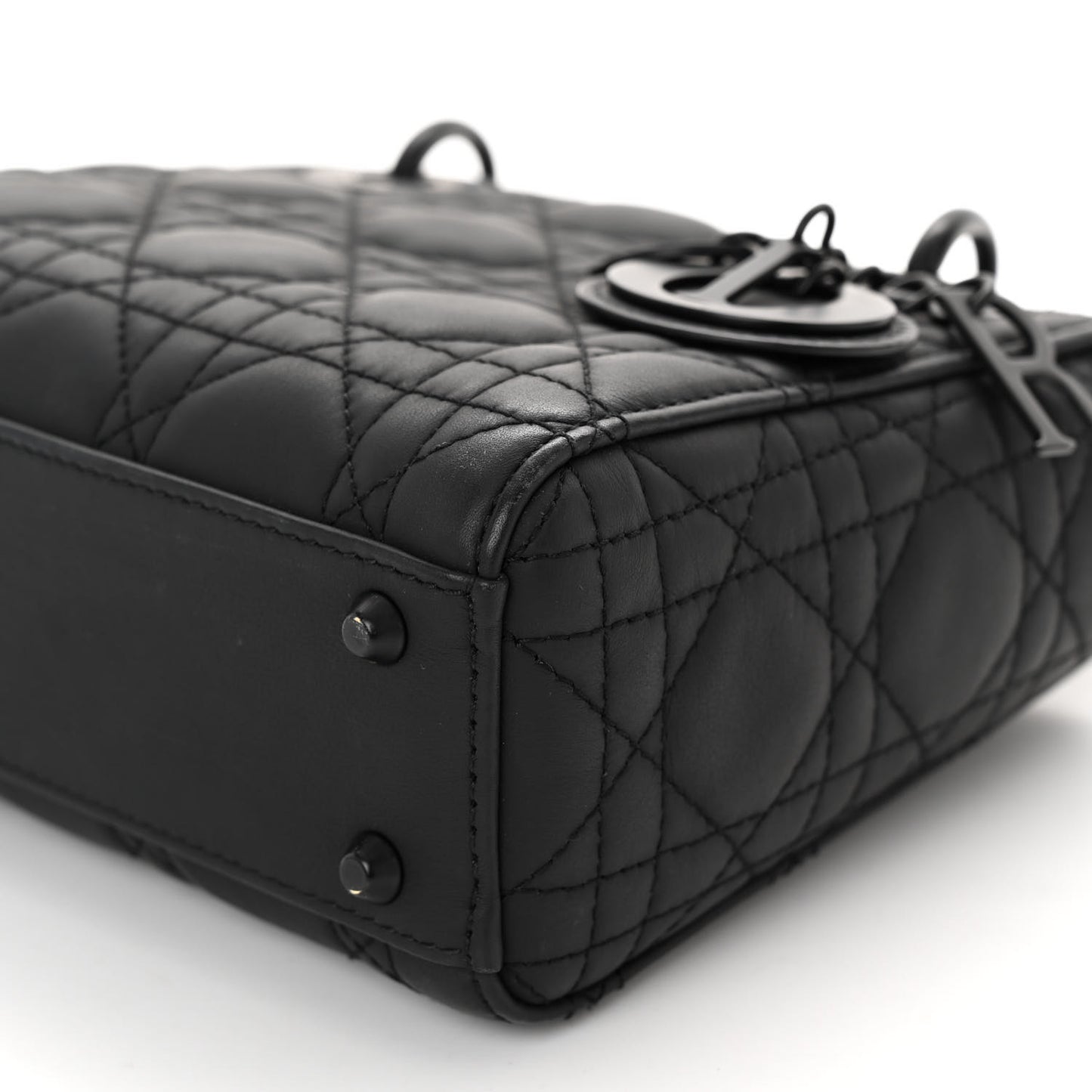 Ultra Matte Calfskin Cannage Mini Lady Dior Black