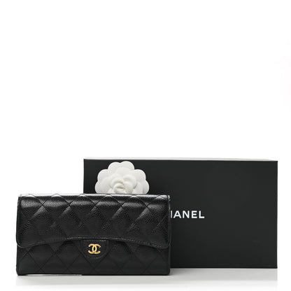 Chanel Caviar Quilted Large Gusset Flap Wallet Black 9 of 9