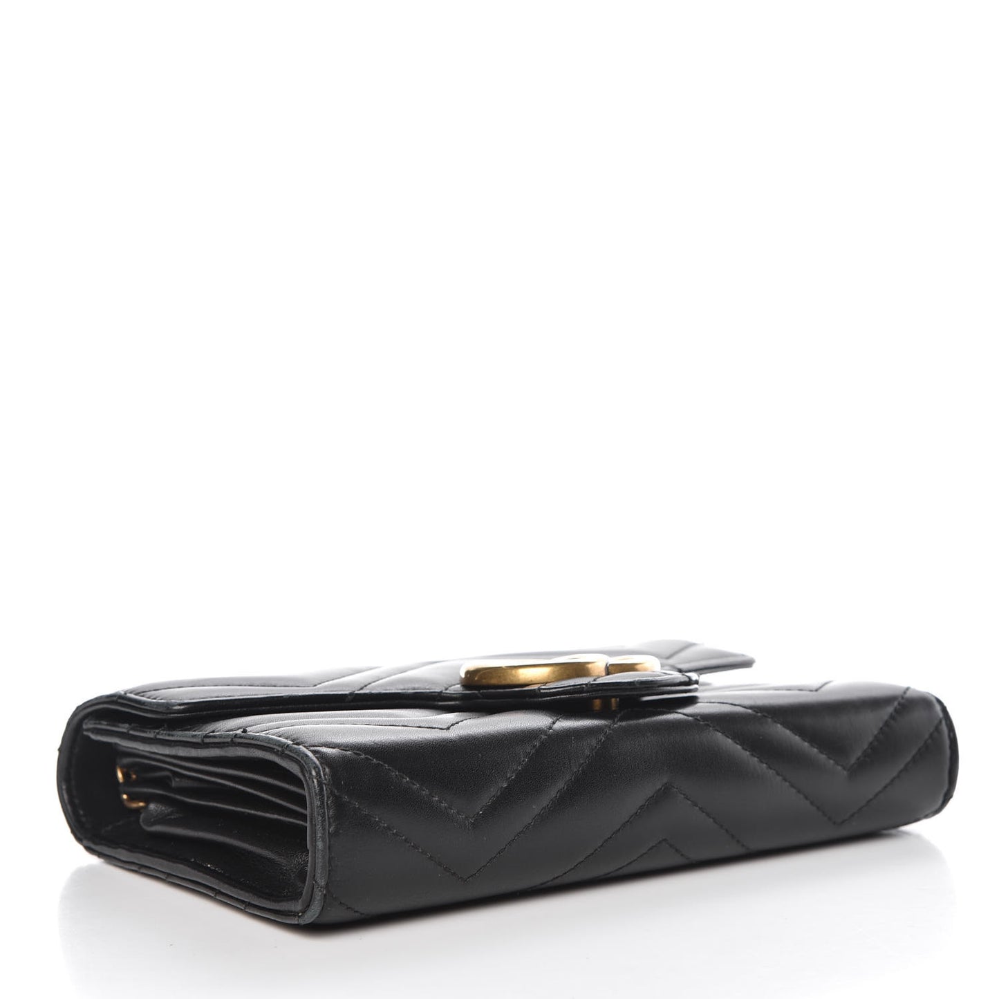 Calfskin Matelasse GG Marmont Chain Wallet Black