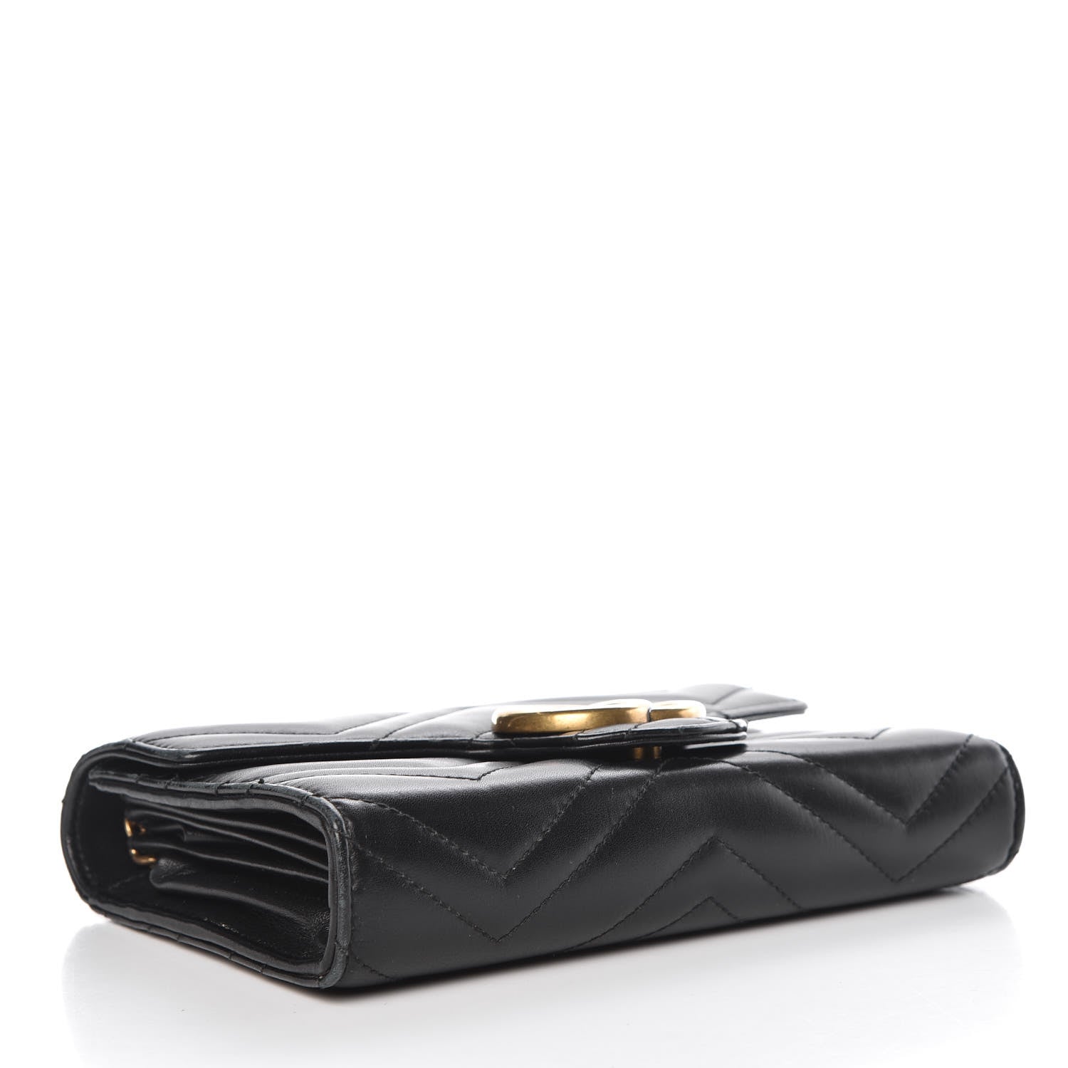 Gucci Calfskin Matelasse GG Marmont Chain Wallet Black 4 of 14