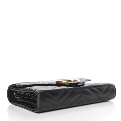 Gucci Calfskin Matelasse GG Marmont Chain Wallet Black 4 of 14