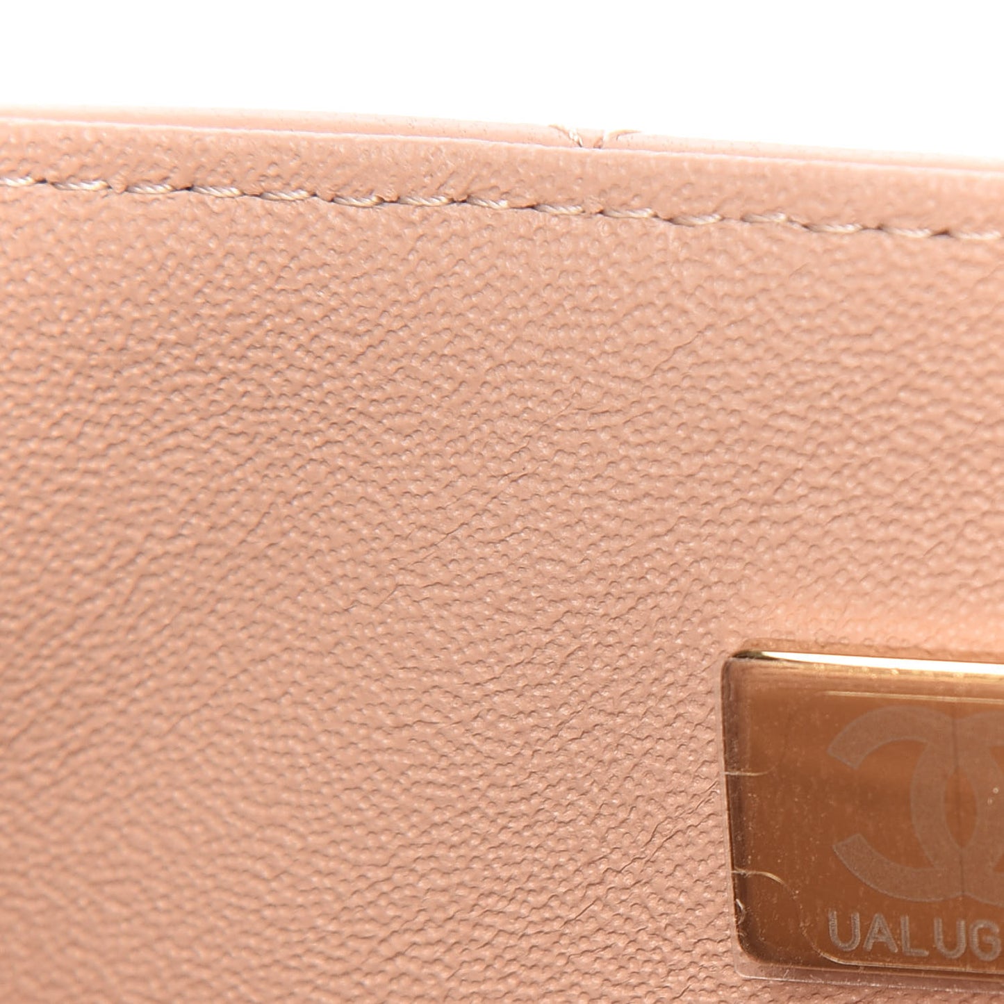Lambskin Quilted Mini Top Handle Rectangular Flap Beige