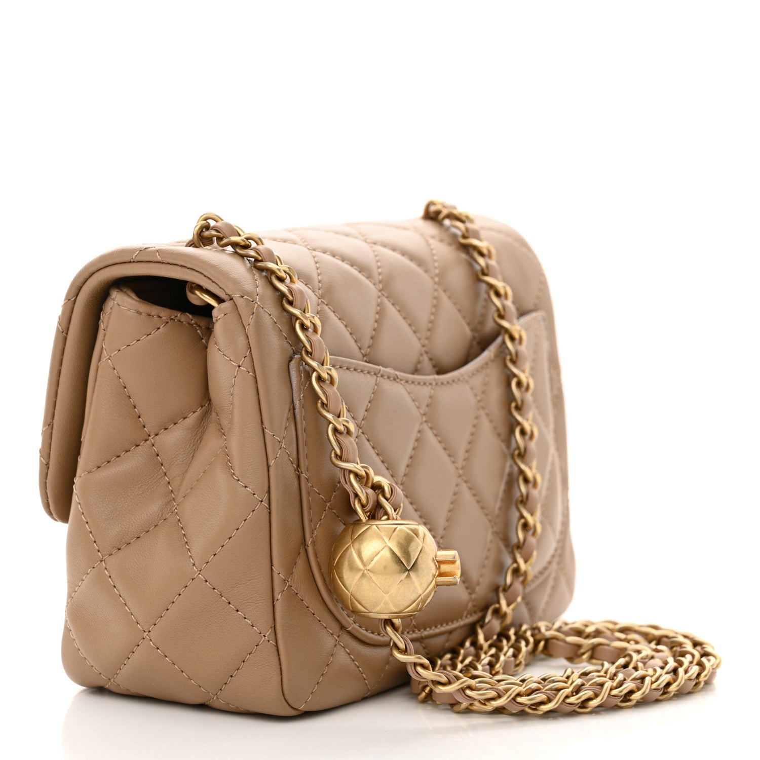Chanel Lambskin Quilted Mini Pearl Crush Flap Dark Beige 3 of 11