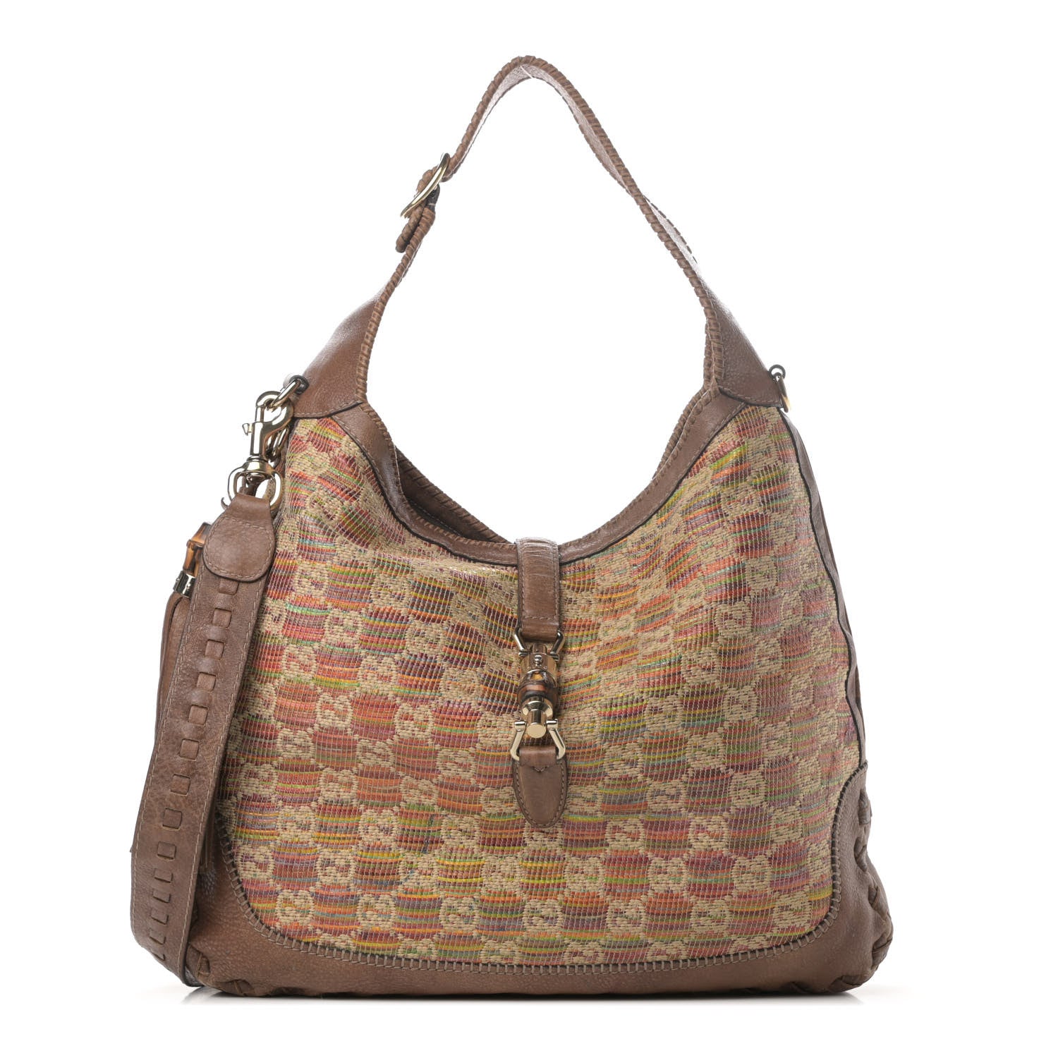 Gucci Straw Libeccio Large New Jackie Shoulder Bag Multicolor 1 of 5