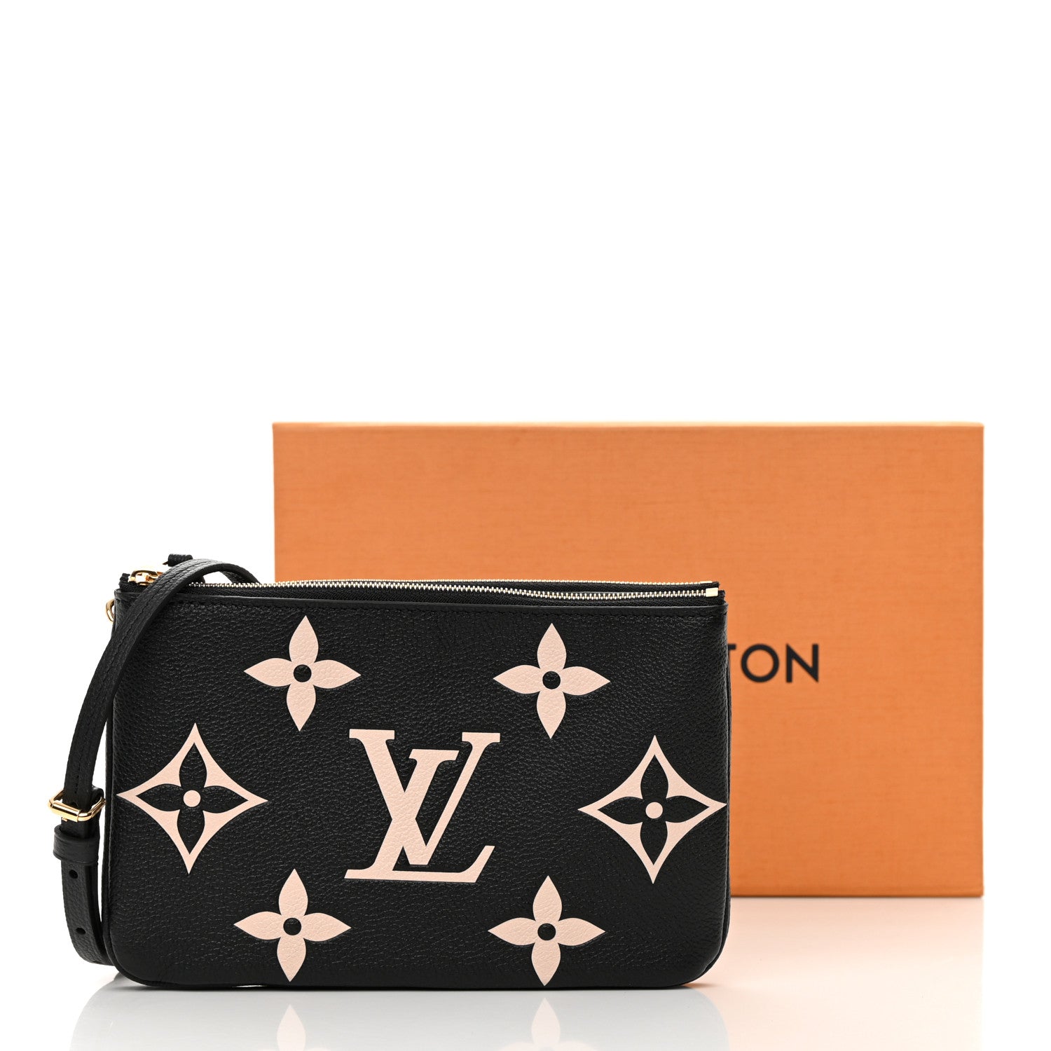 Louis Vuitton Empreinte Monogram Giant Double Zip Pochette Black Cream 11 of 11