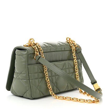 Christian Dior Calfskin Macrocannage Medium Caro Bag Cedar Green 3 of 10