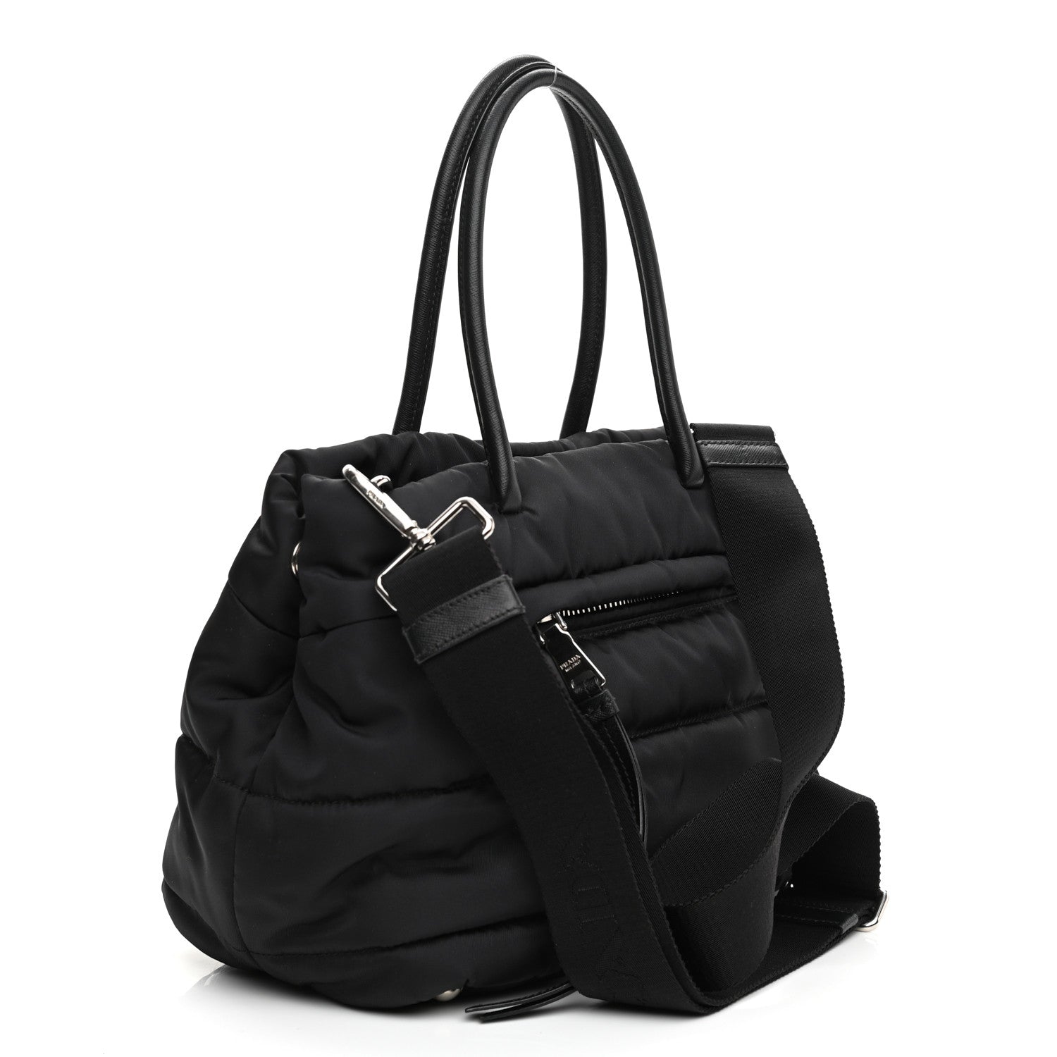 Prada Tessuto Nylon Bomber Tote Black 3 of 9