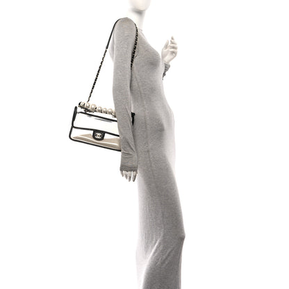 Chanel Lambskin PVC Sand By The Sea Flap With Pearl Strap Black 2 of 10
