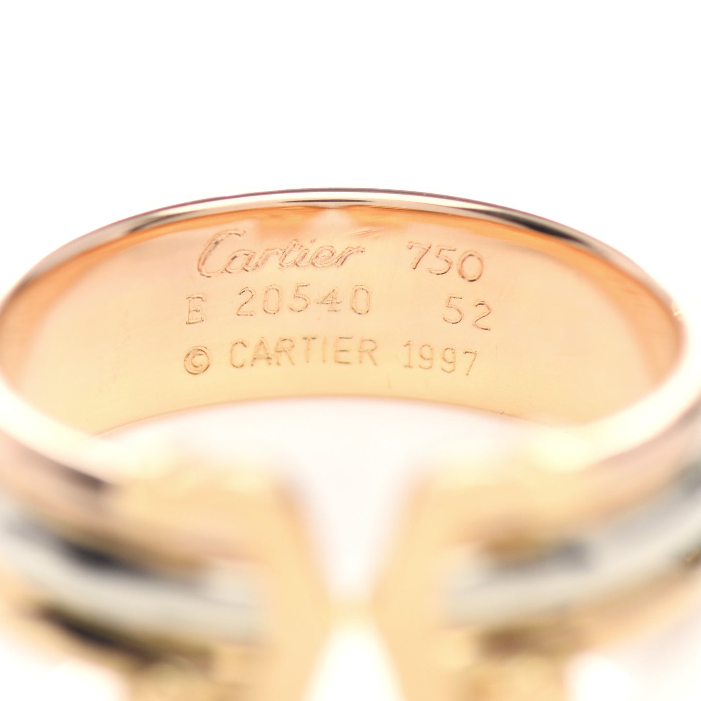 18K Pink Yellow White Gold 8mm C De Cartier Ring 52 6