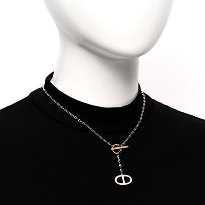 Hermes 18K Rose Gold Diamond GM Chaine D'Ancre Contour Pendant Necklace SH 2 of 8