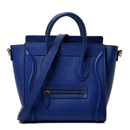 Celine Drummed Calfskin Nano Luggage Indigo 1 of 10