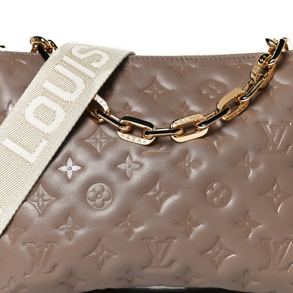 Louis Vuitton Lambskin Embossed Monogram Coussin PM Taupe 7 of 12