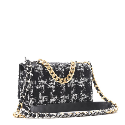 Chanel Wool Tweed Lambskin Quilted Chanel 19 Wallet On Chain WOC Black 3 of 12