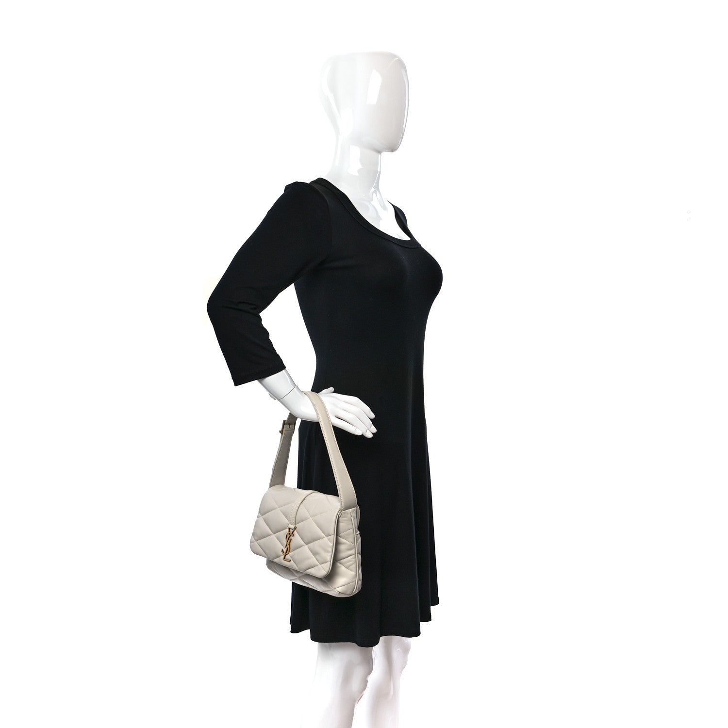 Saint Laurent Lambskin Quilted Le 57 Diamond Shoulder Bag Crema Soft 3 of 10