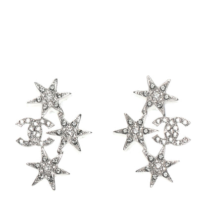 Chanel Crystal CC Star Earrings Silver 1 of 4