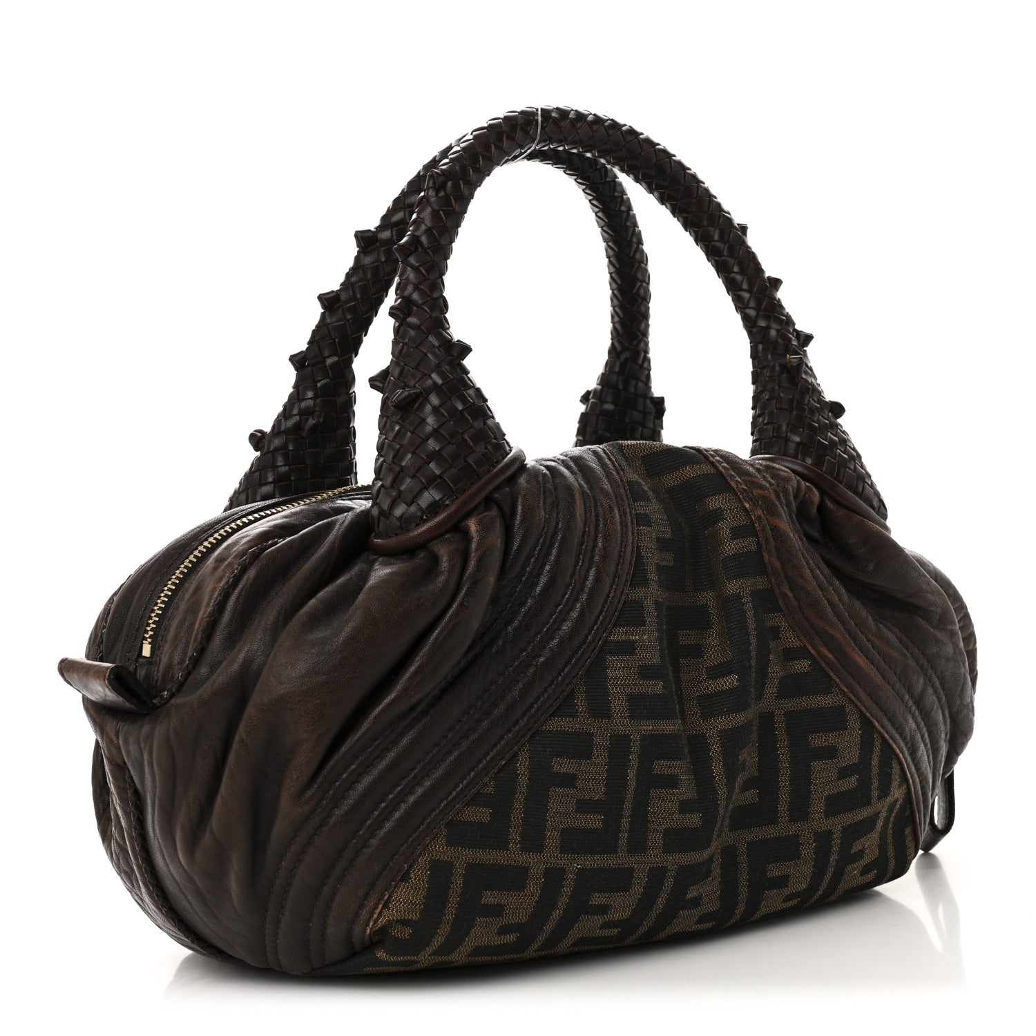 Fendi Zucca Nappa Nuvolata Vitello Tortuga Spy Bowler Tobacco Moro 3 of 11