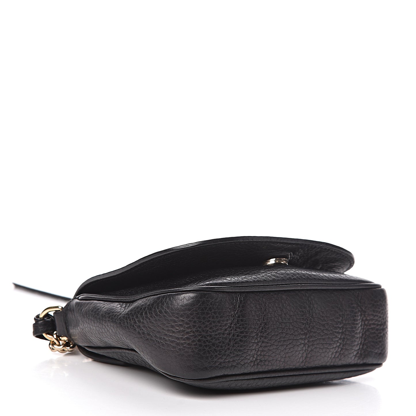 Pebbled Calfskin Small Soho Flap Crossbody Black