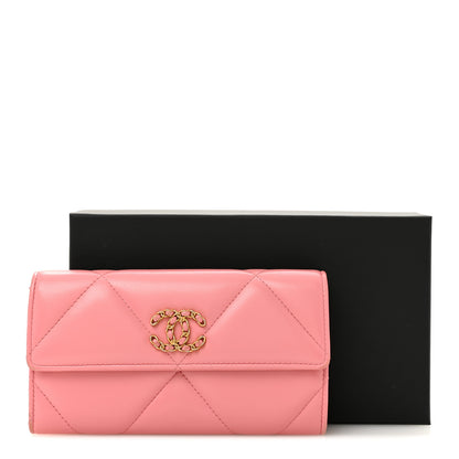 Chanel Lambskin Quilted Chanel 19 Flap Wallet Coral Pink 13 of 13
