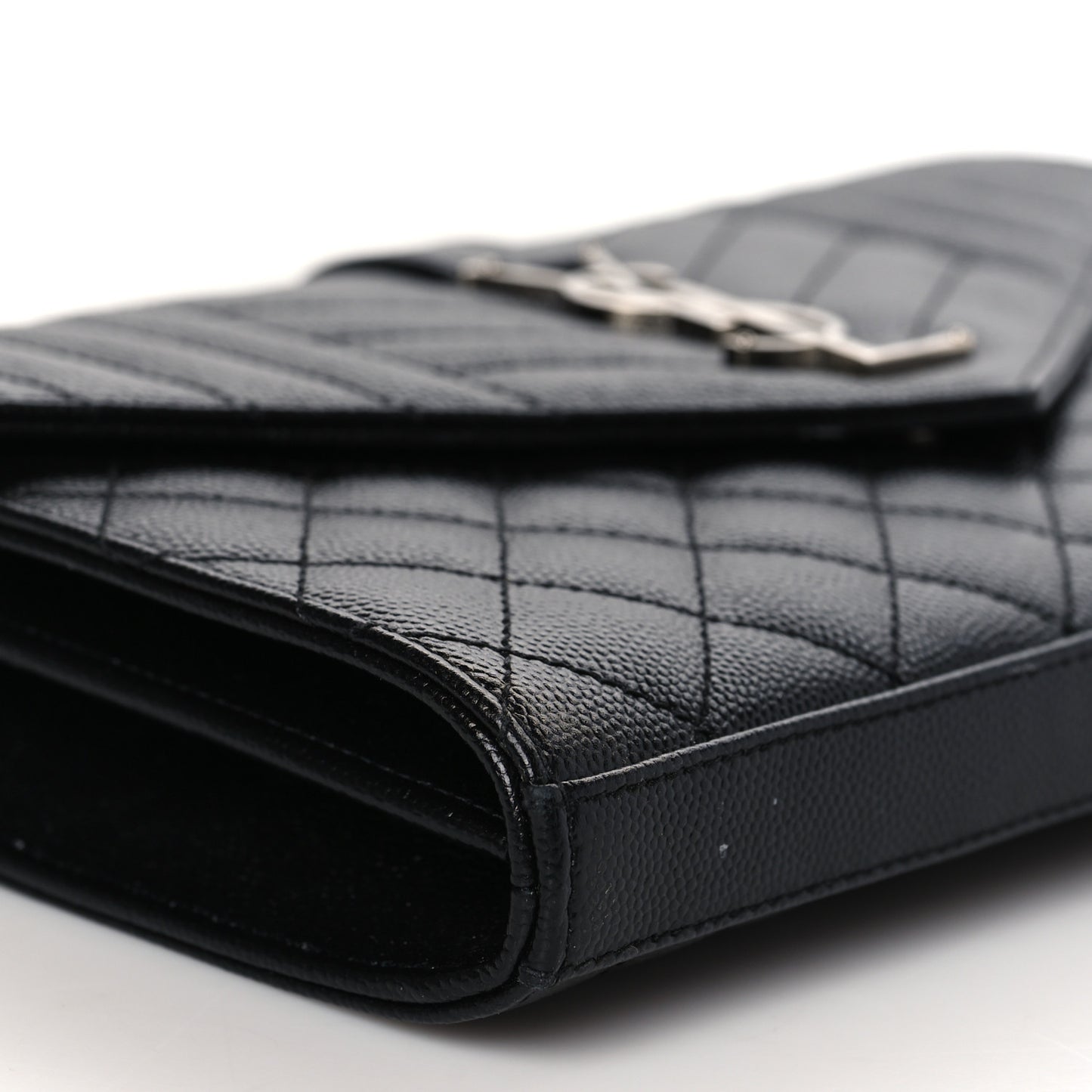 Grain De Poudre Mixed Matelasse Triquilt Monogram Chain Wallet Black
