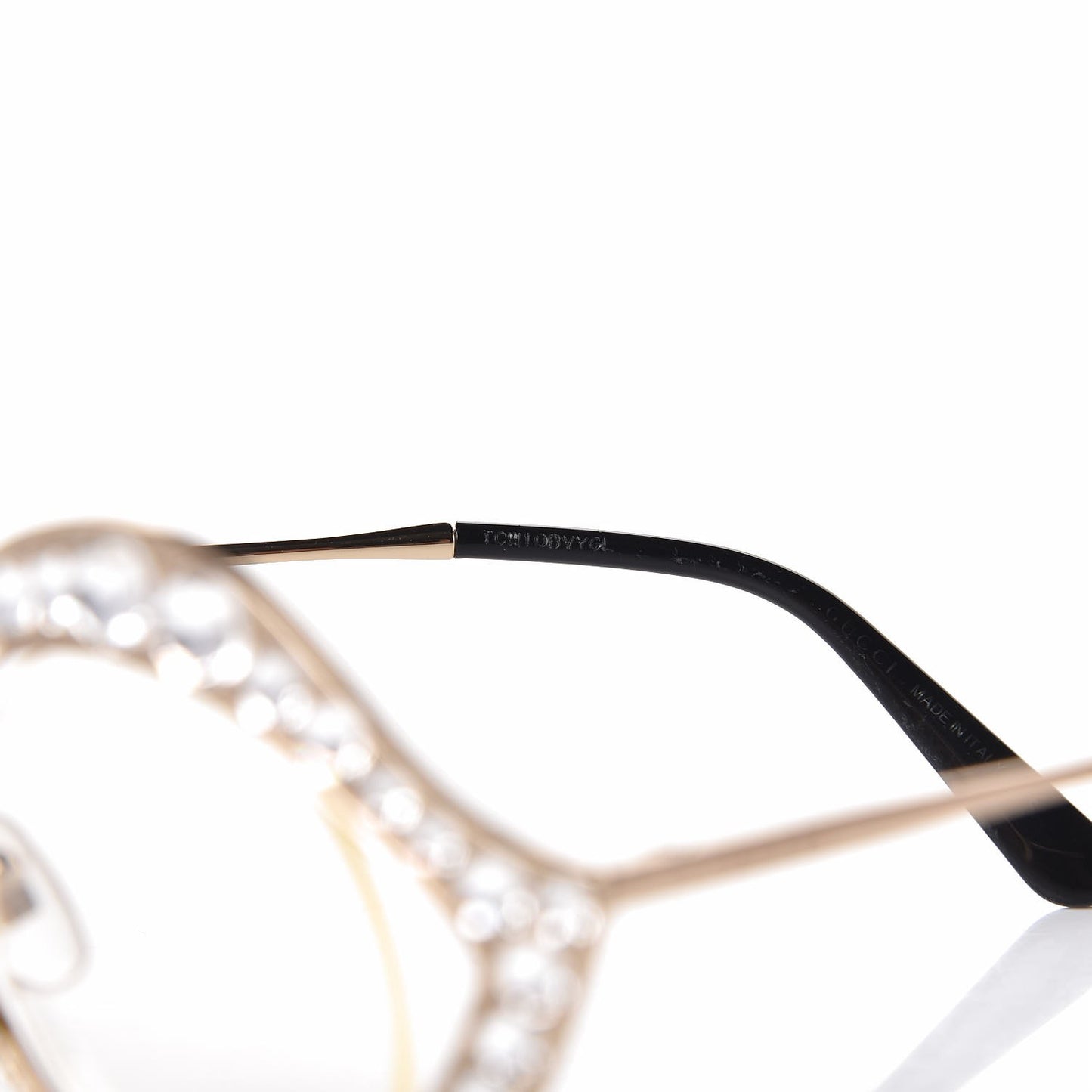 GUCCI Metal Crystal Cat Eye Glasses GG0046S Gold
