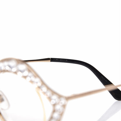 Louis Vuitton GUCCI Metal Crystal Cat Eye Glasses GG0046S Gold 7 of 8