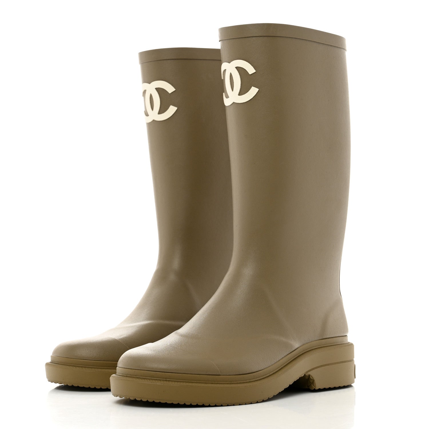 Chanel Caoutchouk CC High Boots 36 Dark Beige 3 of 8