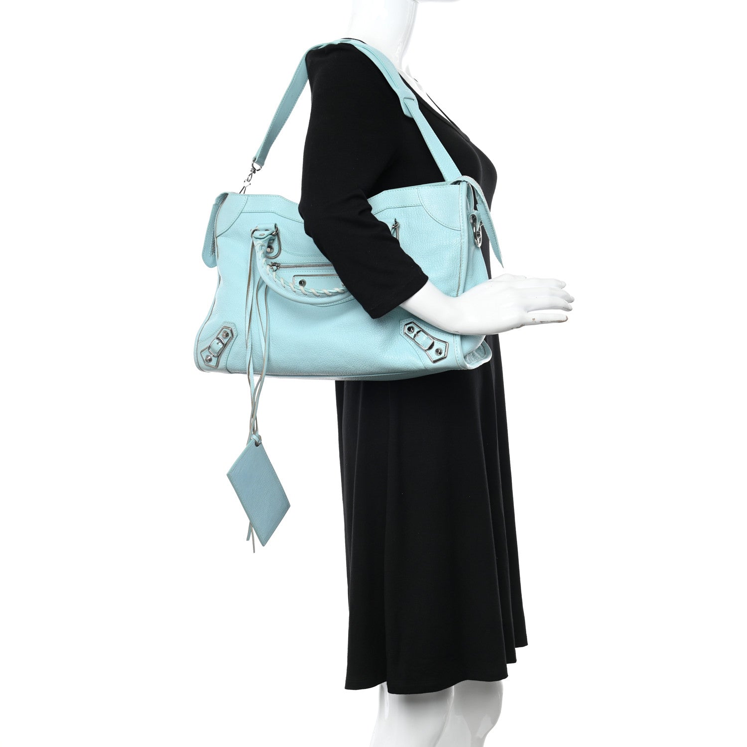 Balenciaga Chevre Silver Metallic Edge Hardware City Bleu Maldives 2 of 14