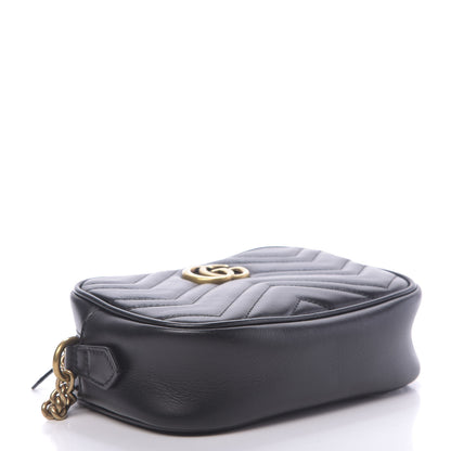 Gucci Calfskin Matelasse Mini GG Marmont Chain Shoulder Bag Black 4 of 10