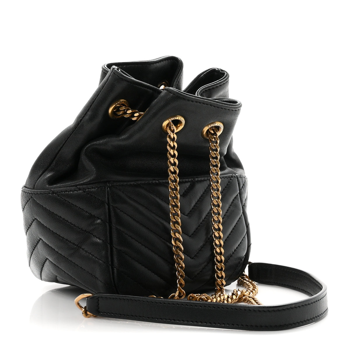 Lambskin Matelasse Monogram Joe Nano Bucket Bag Black